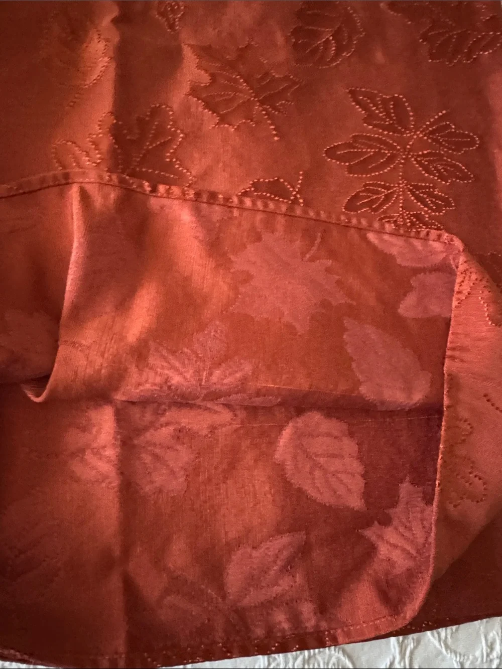 Rust Orange Leaf Jacquard Table Cloth